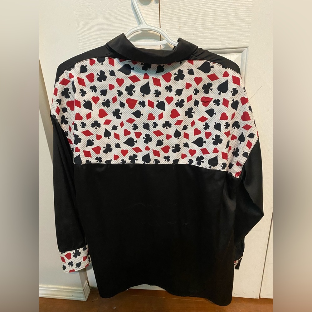 Black card suites silk shirt